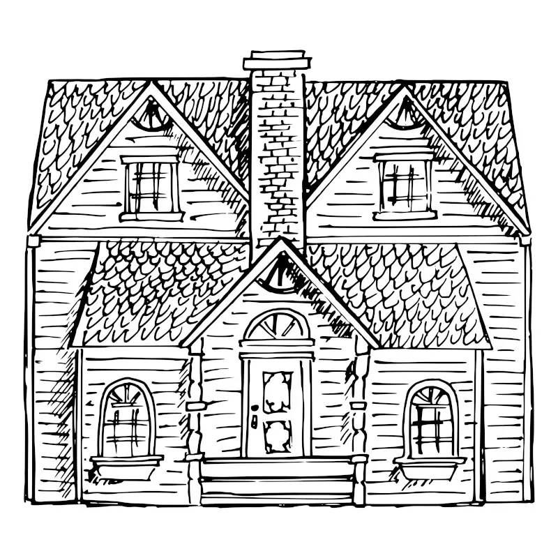 Simple, Easy Victorian House Drawing